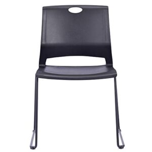 Sidanli Stacking Chairs Stackable Waiting Room Chairs Conference Room Chairs-Black (Set of 4)