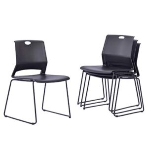 sidanli stacking chairs stackable waiting room chairs conference room chairs-black (set of 4)