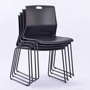 Sidanli Stacking Chairs Stackable Waiting Room Chairs Conference Room Chairs-Black (Set of 4)