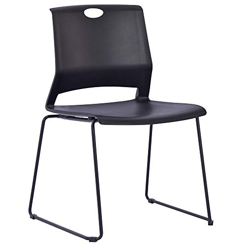 Sidanli Stacking Chairs Stackable Waiting Room Chairs Conference Room Chairs-Black (Set of 4)