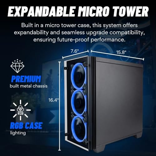 Empowered PC Stratos Micro Gaming Desktop - AMD Ryzen 7 5700G, 16GB DDR4 RAM, 512GB NVMe SSD, WiFi, Windows 11 Home - Business Professional Student Computer