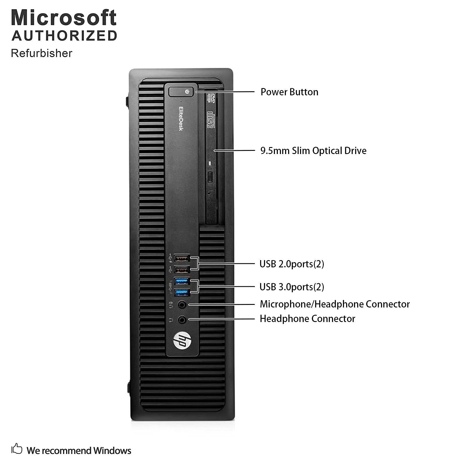 HP EliteDesk 705 G3 SFF Business Desktop PC, AMD Quad A10 PRO-8770 up to 3.8GHz, 16G DDR4, 2T, WiFi, BT 4.0, DVD, Windows 10 64 Bit Multi-Language Supports English/French/Spanish(Renewed)