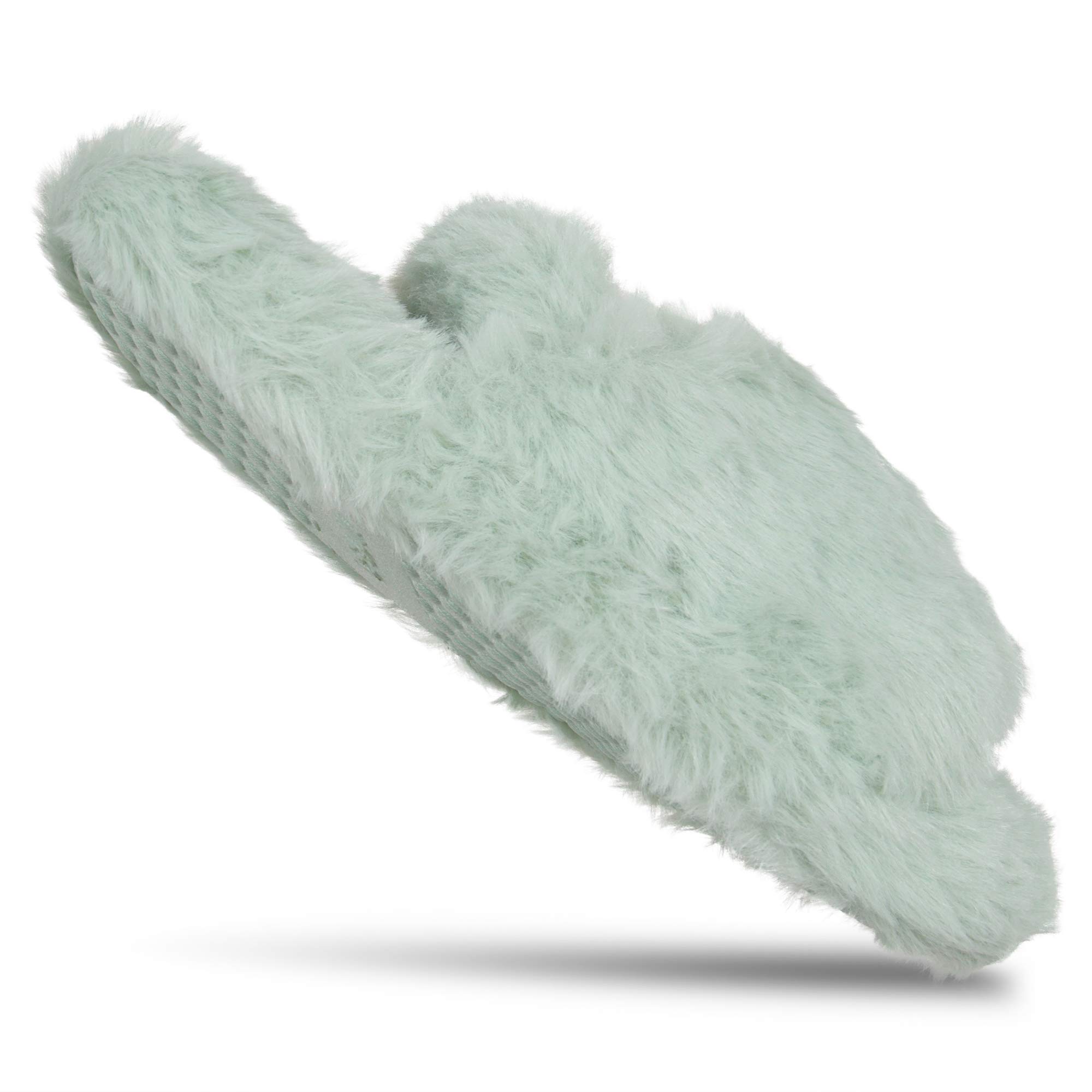 Jessica Simpson Girls Plush Faux Fur Slip on House Slippers With Memory Foam