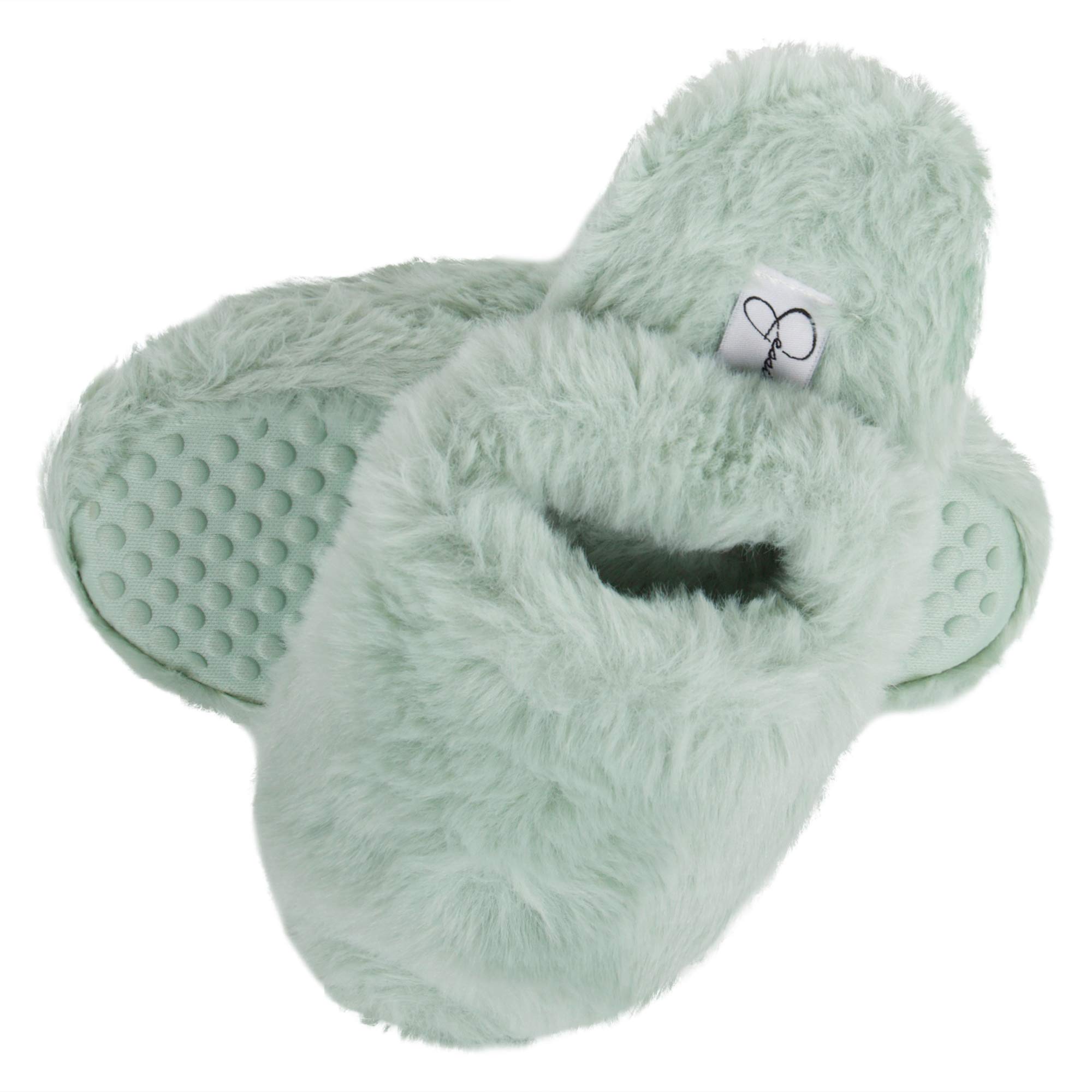 Jessica Simpson Girls Plush Faux Fur Slip on House Slippers With Memory Foam