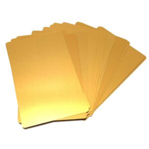 50 pack thick aluminum business card blanks, metal plaque blank 0.5mm laser engraving material, sublimation, cnc, base plate multipurpose (gold)