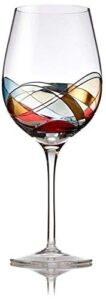 bezrat red wine glass, hand painted wine glass, drinkware essentials, 11" h, 28oz wine lover large wine glass, glassware gifts ideas for women inspired by the 'duomo di milano'