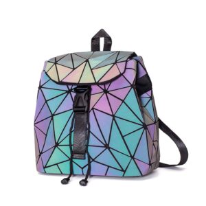 diomo small backpack for women men geometric luminous purse flash travel shoulder bag rucksack (small luminous no.3)