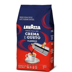 Lavazza Crema E Gusto Whole Bean Coffee 1 kg Bag, Authentic Italian, Blended and roasted in Italy, Full-bodied, creamy dark roast with spices notes