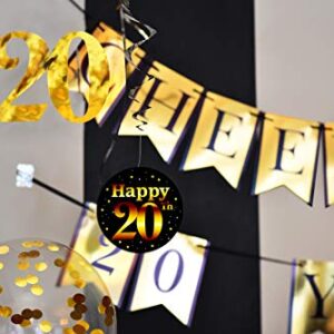 20th Birthday and Anniversary Decorations Party Pack - Cheers to 20 Years Banner, Balloons, Swirls and Confetti Party Supplies