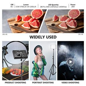 Neewer 2-Pack 2.4G LED Video Lighting Kit: Bi-Color CRI 95+ 280 LED Panel with 2M Light Stand, LCD Display, 2.4G Remote for Photo Studio Photography, Ball Head/Carry Bag Included