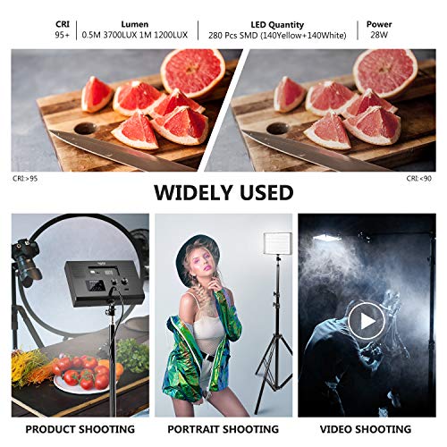 Neewer 2-Pack 2.4G LED Video Lighting Kit: Bi-Color CRI 95+ 280 LED Panel with 2M Light Stand, LCD Display, 2.4G Remote for Photo Studio Photography, Ball Head/Carry Bag Included