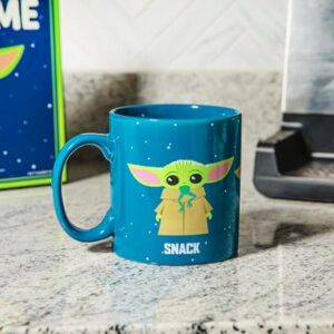 Silver Buffalo Star Wars The Mandalorian The Child Baby Yoda Grogu Protect Attack Snack Ceramic Coffee Mug, 20-Ounces