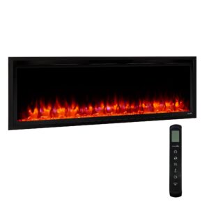 simplifire allusion platinum 50" linear electric fireplace - black, sf-allp50-bk