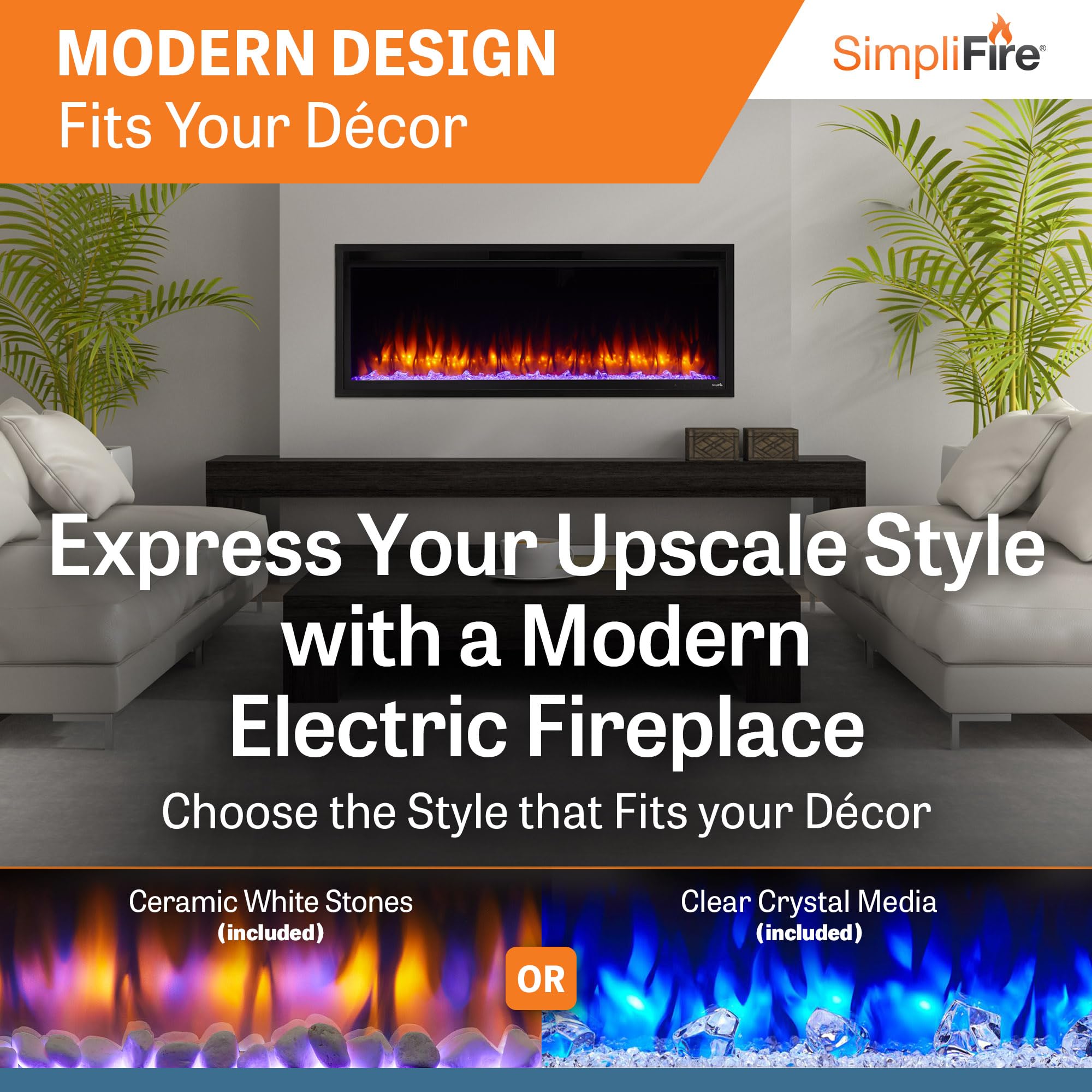 SIMPLIFIRE Allusion Platinum 50" Linear Electric Fireplace - Black, SF-ALLP50-BK