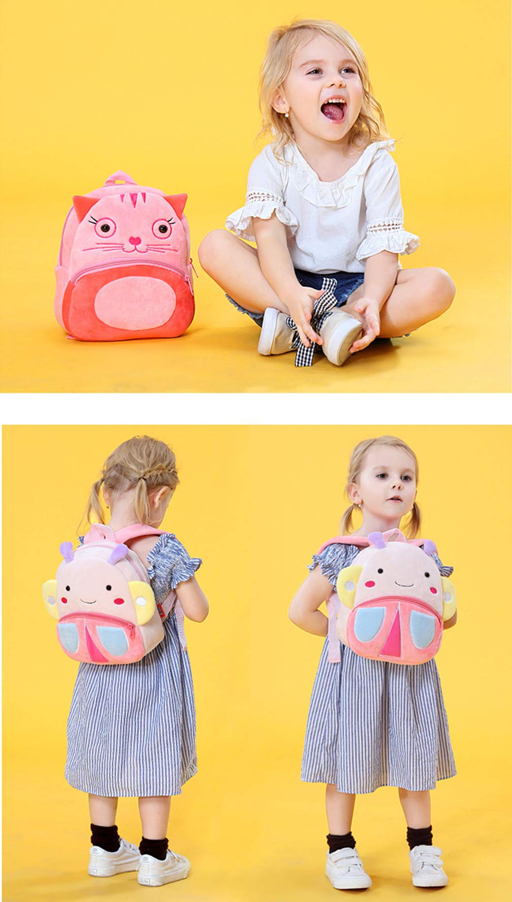 Ladyzone Toddler Backpack Zoo Animals Backpacks Cute Plush Bag Cartoon 10" Preschool Book Bag For 2+ Years Girls Boys (Rabbit)