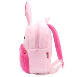 Ladyzone Toddler Backpack Zoo Animals Backpacks Cute Plush Bag Cartoon 10" Preschool Book Bag For 2+ Years Girls Boys (Rabbit)