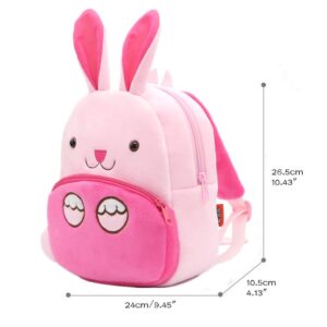 Ladyzone Toddler Backpack Zoo Animals Backpacks Cute Plush Bag Cartoon 10" Preschool Book Bag For 2+ Years Girls Boys (Rabbit)