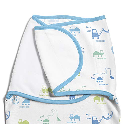 SwaddleMe Luxe Whisper Quiet Swaddle – Size Small/Medium, 0-3 Months, 2-Pack (Building Blocks) Extra-Soft Newborn Swaddle Wrap With Silent Fabric Closure and Bottom Zipper for Diaper Changes