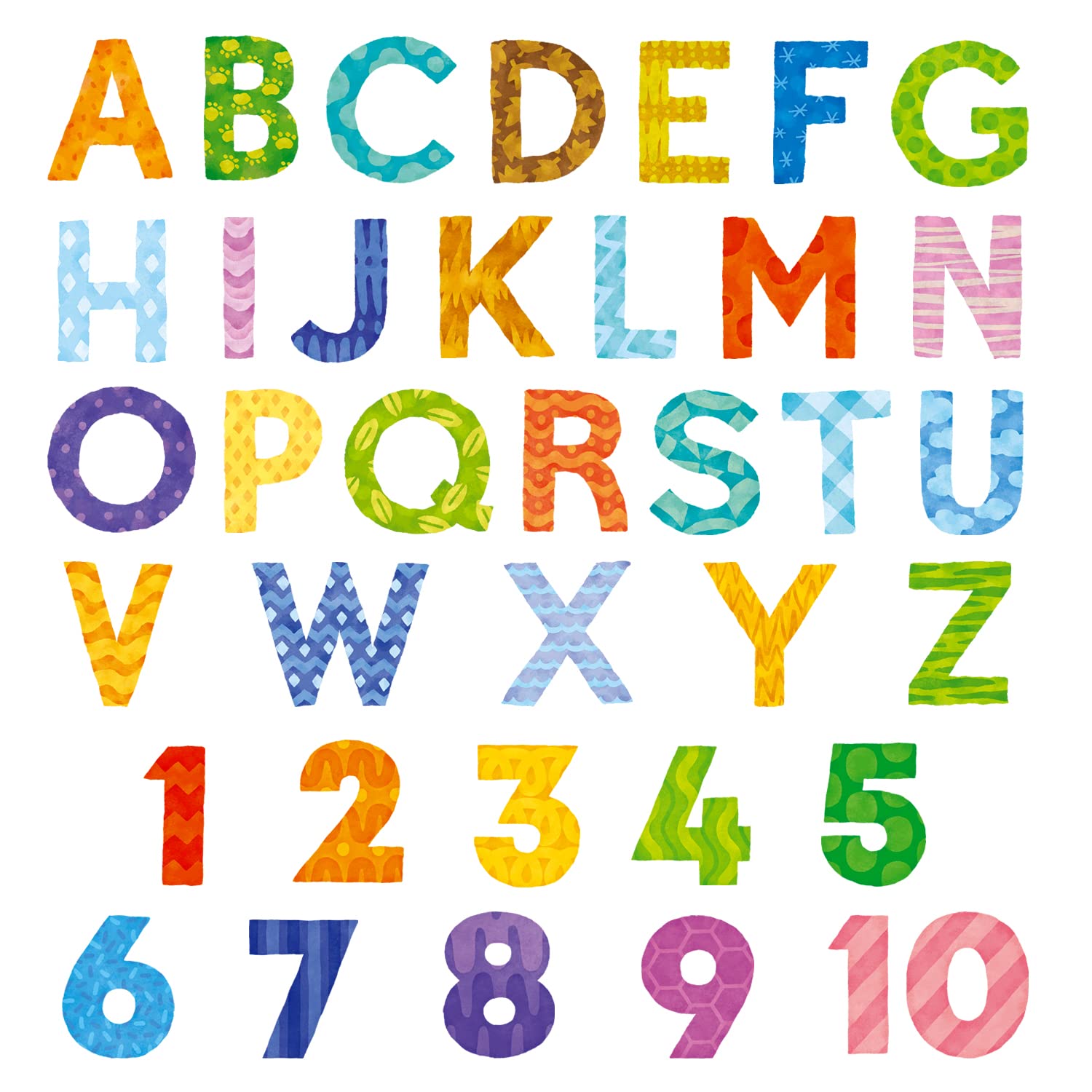 DECOWALL BA-4003 Uppercase Alphabet Letter numbers Kids Wall Stickers Wall Decals Peel and Stick Removable Wall Stickers for Kids Nursery Bedroom Living Room