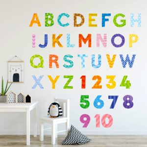 DECOWALL BA-4003 Uppercase Alphabet Letter numbers Kids Wall Stickers Wall Decals Peel and Stick Removable Wall Stickers for Kids Nursery Bedroom Living Room