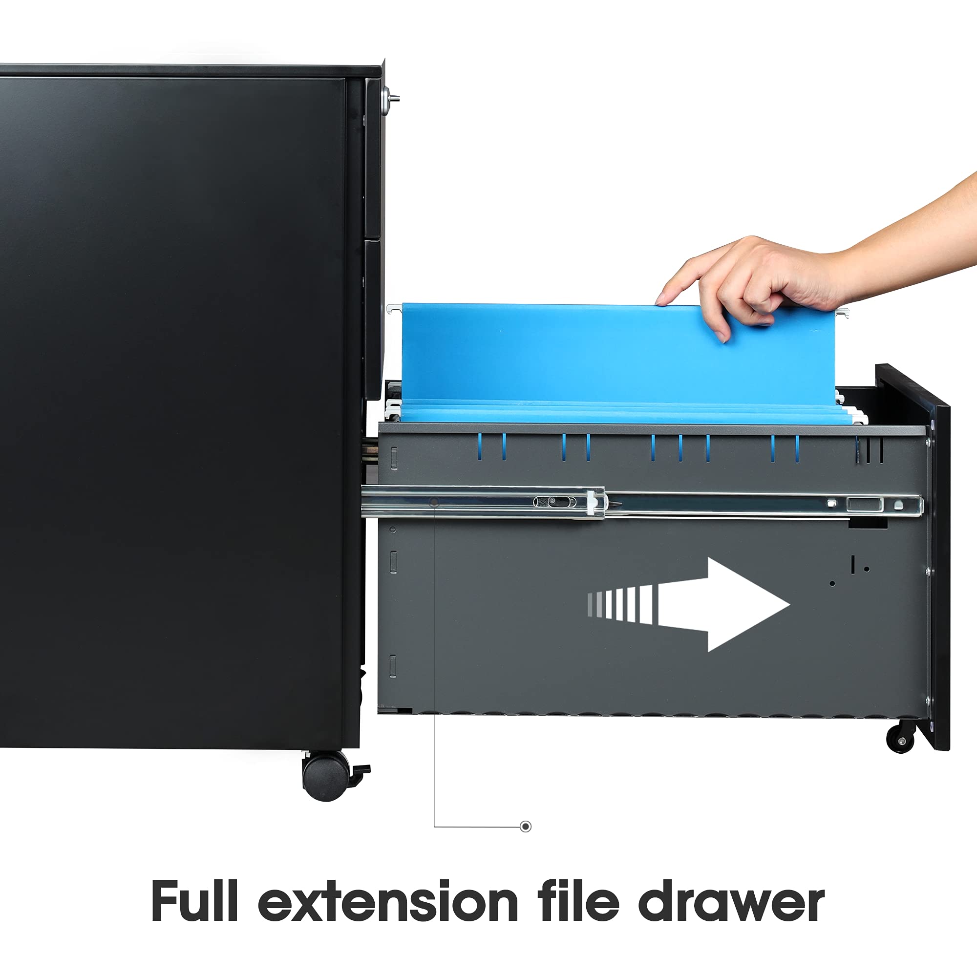 DEVAISE 3-Drawer Mobile File Cabinet with Smart Lock, Pre-Assembled Steel Pedestal Under Desk, Black