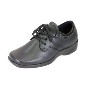 24 hour comfort meg (1004) women's wide width lace-up leather comfort shoes black 5