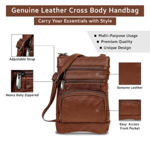 Krediz leather crossbody bags for women, Multi Pocket crossbody purse with Adjustable Strap, Soft & Durable Leather Purse