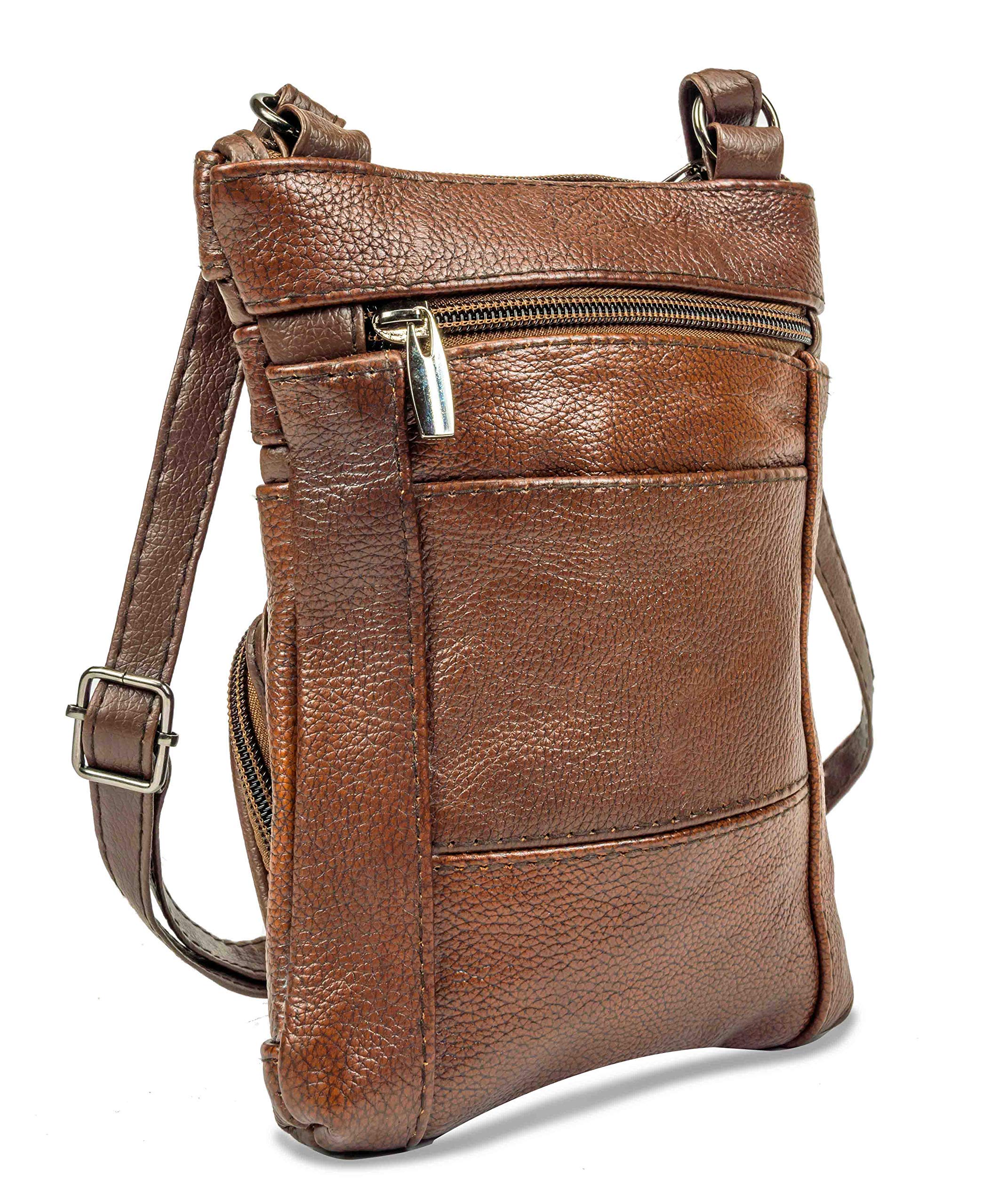 Krediz leather crossbody bags for women, Multi Pocket crossbody purse with Adjustable Strap, Soft & Durable Leather Purse