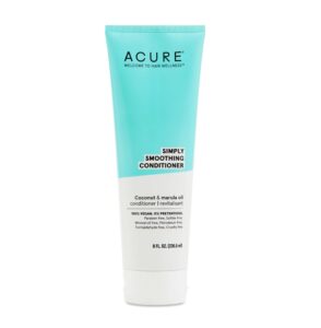 acure simply smoothing conditioner - & marula oil | 100% vegan | performance driven hair care | smooths & reduces frizz | white/blue, coconut water, 8 fl.oz