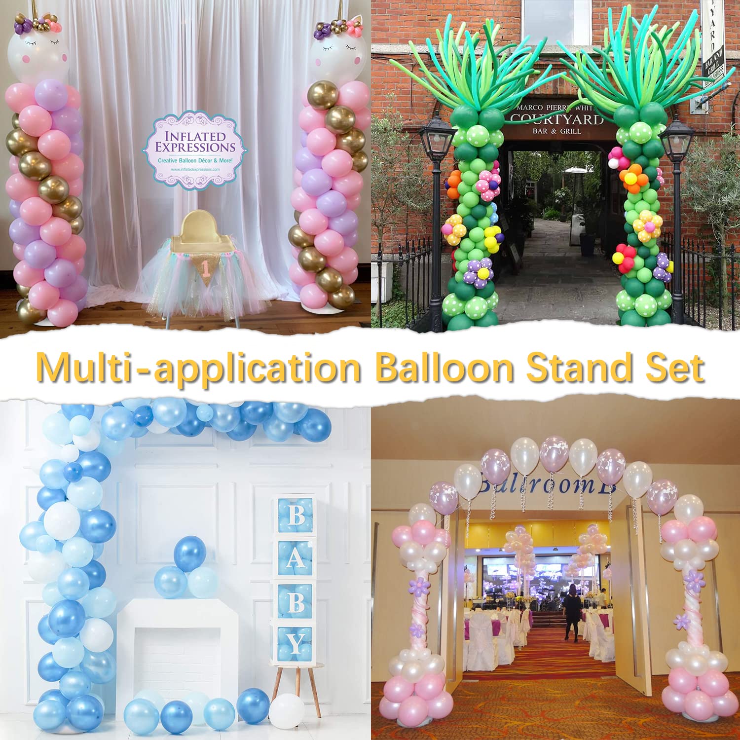 OurWarm Balloon Column Kit Set of 2, 63 inch Balloon Column Stand with Base and Pole, Adjustable Balloon Arch Tower Pillar Kit for Wedding Birthday Party Baby Shower Graduation Decorations