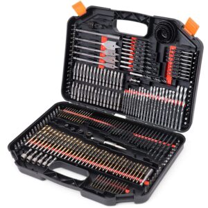 ultimate drill bit set - 246 pcs comprehensive premium quality drill bits kit for wood metal cement drilling & screw driving, full combo kit assorted in organized carrying case, reinforced packaging
