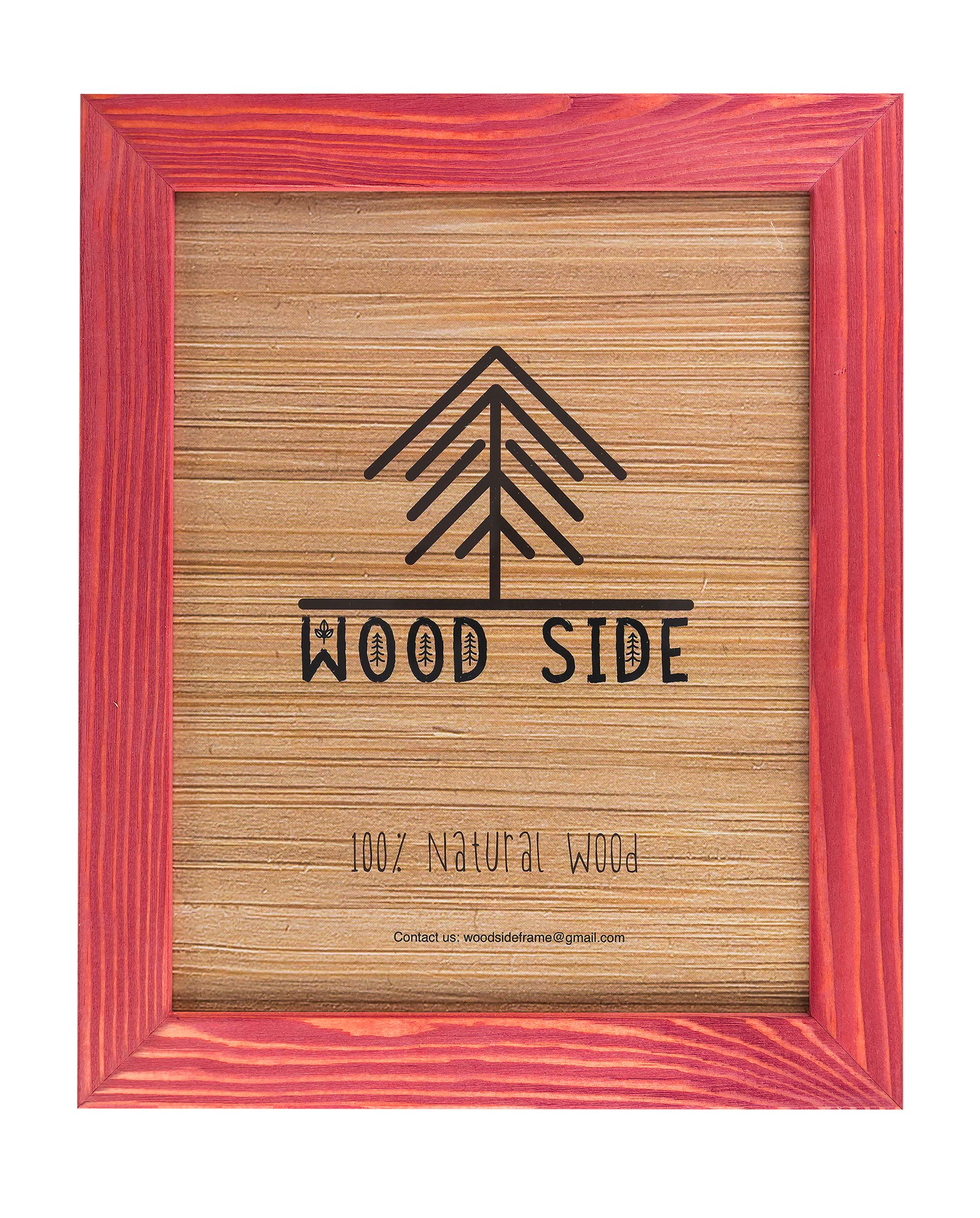 Rustic Wooden Picture Frame 8x12-100% Natural Solid Eco Distressed Wood for Wall Mounting Photo Frame - Red