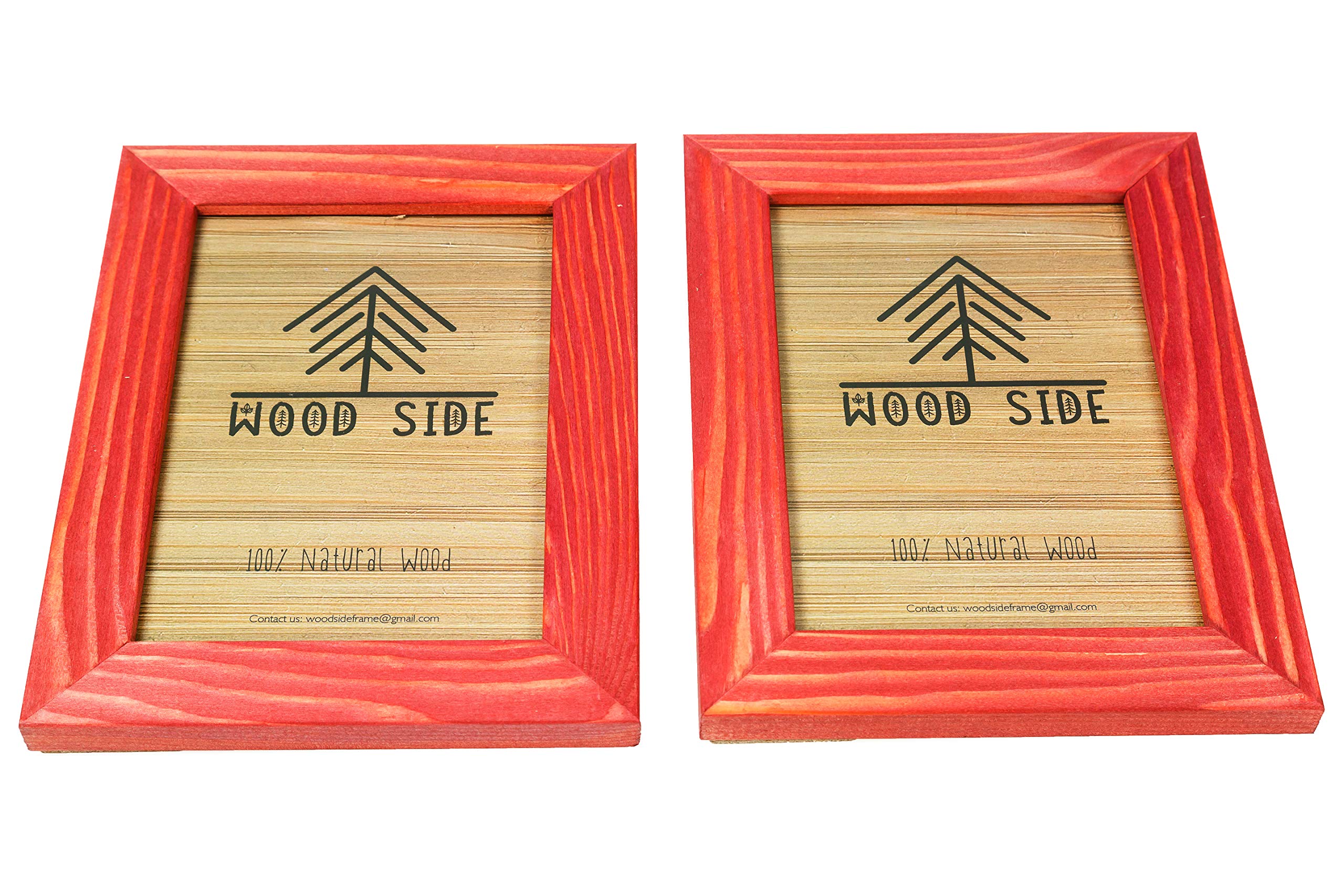 Rustic Wooden Picture Frame 8x12-100% Natural Solid Eco Distressed Wood for Wall Mounting Photo Frame - Red