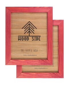 8.5 x 11 wooden rustic picture frames - set of 2 for diploma documents and certificates wall mount and tabletop - natural wood photo frame - red