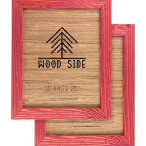 8.5 x 11 Wooden Rustic Picture Frames - Set of 2 for Diploma Documents and Certificates Wall Mount and Tabletop - Natural Wood Photo Frame - Red