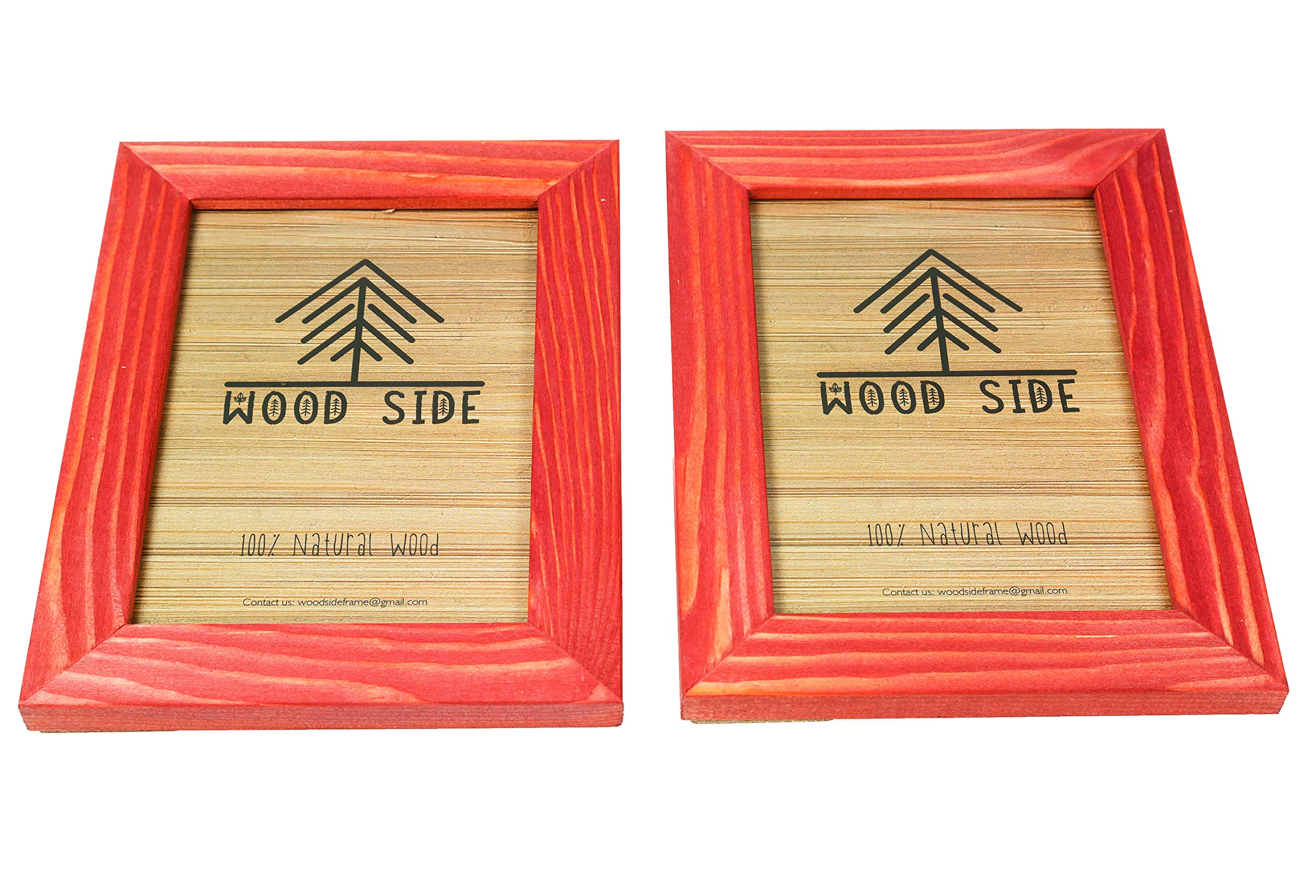 8.5 x 11 Wooden Rustic Picture Frames - Set of 2 for Diploma Documents and Certificates Wall Mount and Tabletop - Natural Wood Photo Frame - Red