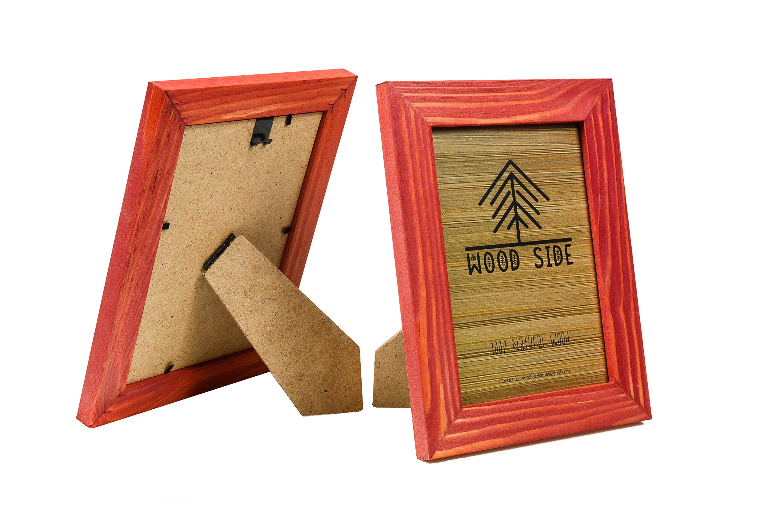 8.5 x 11 Wooden Rustic Picture Frames - Set of 2 for Diploma Documents and Certificates Wall Mount and Tabletop - Natural Wood Photo Frame - Red