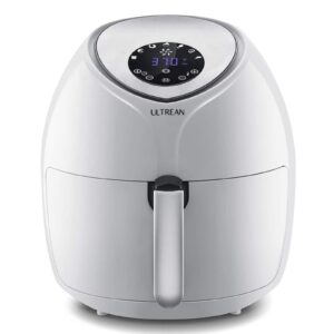 ultrean air fryer 6 quart, large family size electric hot airfryer xl oven oilless cooker with 7 presets, lcd digital touch screen and nonstick detachable basket,ul certified,1700w (white)