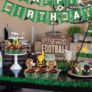 24packs Football Cupcake Toppers and Wrappers Football Theme Birthday Sports Game Day Sunday Party Decoration Supplies