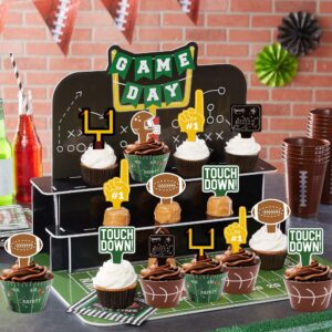 24packs Football Cupcake Toppers and Wrappers Football Theme Birthday Sports Game Day Sunday Party Decoration Supplies
