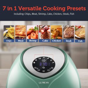 Ultrean Air Fryer 6 Quart, Large Family Size Electric Hot Airfryer XL Oven Oilless Cooker with 7 Presets, LCD Digital Touch Screen and Nonstick Detachable Basket,UL Certified,1700W (Blue)