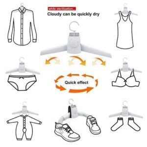 Evangelia.YM Clothes Dryer Portable Mini Hanger Dryer Fast Drying Cloth Suit - Electric Clothes Drying Rack Portable Folding Travel Laundry Shoes with US Plug Adapter (White)