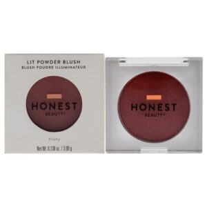 honest beauty talc-free lit powder blush | pearl infused, velvety finish | ewg verified, organic, vegan + cruelty free | frisky, .14 oz