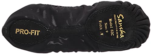 Sansha Women's Split Leather Sole Soft Ballet Shoes 83X PRO-FIT Flat, Black, 5.5