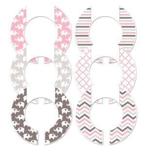 6 baby girl nursery clothing size closet dividers toddler pink elephant (fits 1.5" rod)