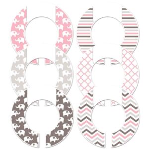 6 Baby Girl Nursery Clothing Size Closet Dividers Toddler Pink Elephant (Fits 1.5" Rod)