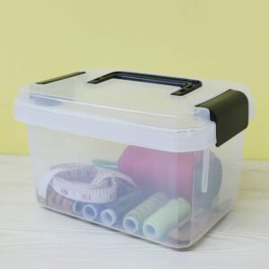 CadineUS Mini Clear Storage Bins with Lids, 2 Liter Plastic Boxes, Set of 4