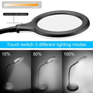 nomiou Magnifying Glass Lamp,5X Magnifier LED Light and Flexible Neck,Magnifying Lamp USB Powered,Perfect for Reading,Hobbies,Task Crafts or Workbench