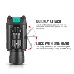 OLIGHT Baldr Pro 1350 Lumens Tactical Weaponlight with Green Light and White LED, 260 Meters Beam Distance Compatible with 1913 or GL Rail, Batteries Included(Black)