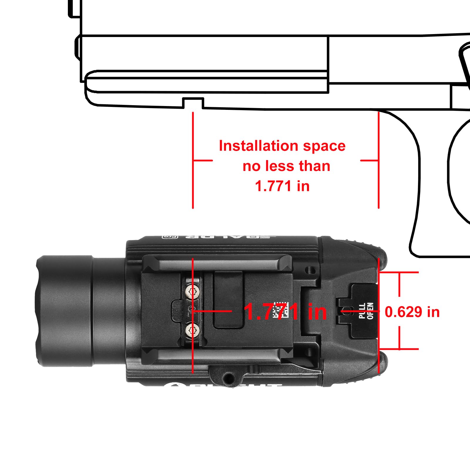 OLIGHT Baldr Pro 1350 Lumens Tactical Weaponlight with Green Light and White LED, 260 Meters Beam Distance Compatible with 1913 or GL Rail, Batteries Included(Black)